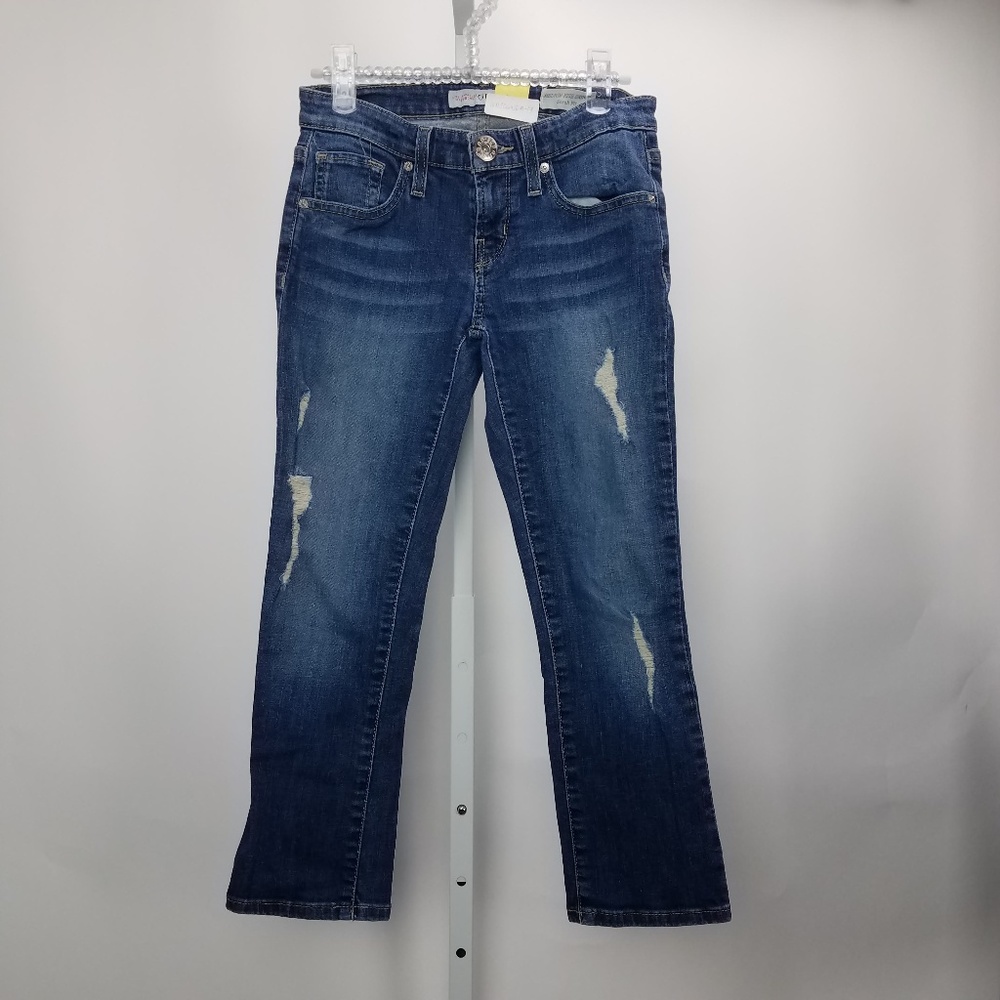 Guess 1981 Ripped Crop Jeans Sarah Sz 25 Blue